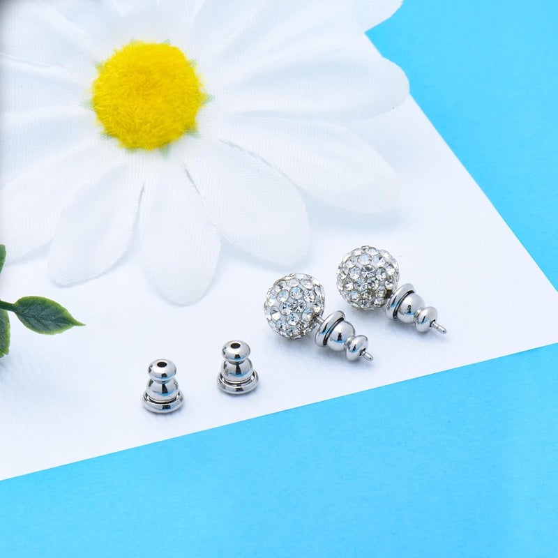 DSOMHZ Earring Backs Replacements,Bullet Earring Backs for Studs/Droopy Ears, Secure Locking Backings for Sensitive Ears, Hypoallergenic&Comfortable (White Gold 6 PCS) - Image 5